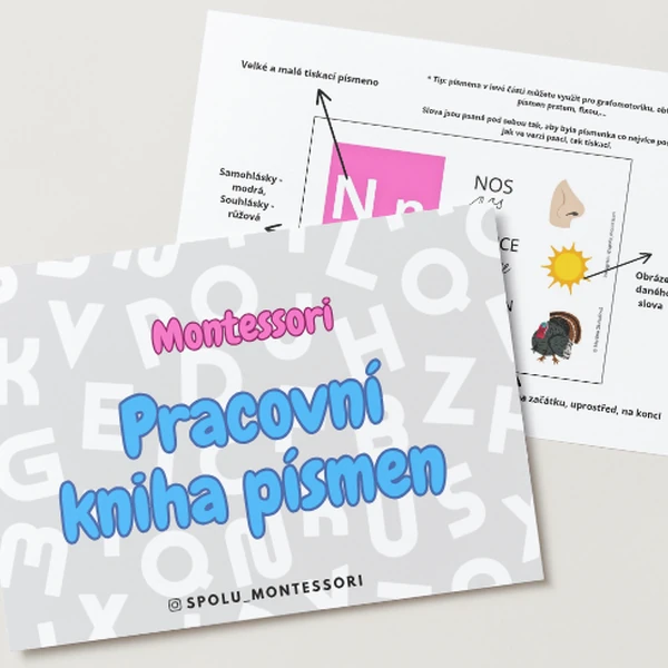 Montessori PRACOVNÍ kniha písmen