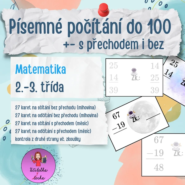 Písemné počítání do 100 - vesmír
