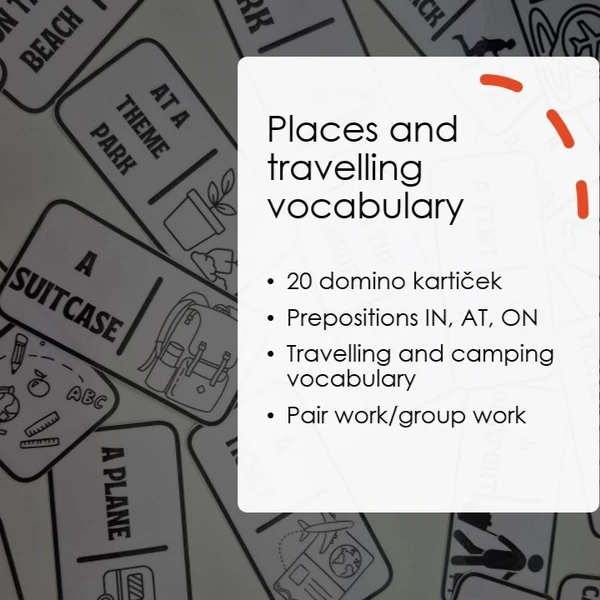 Domino - travelling and camping vocabulary + prepositions of place 