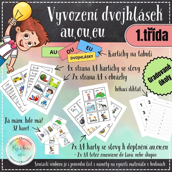 Vyvození dvojhlásek au, ou, eu - soubor aktivit