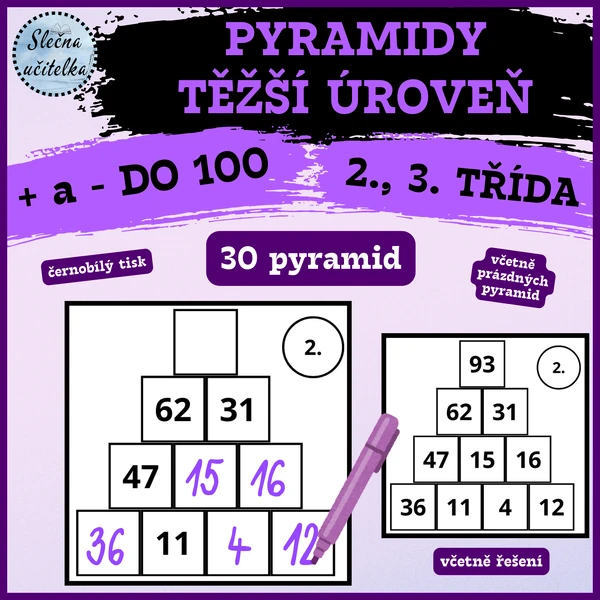 PYRAMIDY PRO NÁROČNÉ (+ a - do 100)