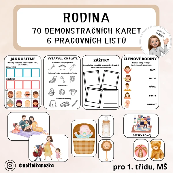RODINA A DOMOV - DEMONSTRAČNÍ KARTY A PRACOVNÍ LISTY