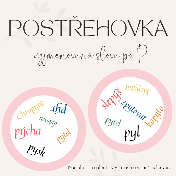 Postřehovka - vyjmenovaná slova po P