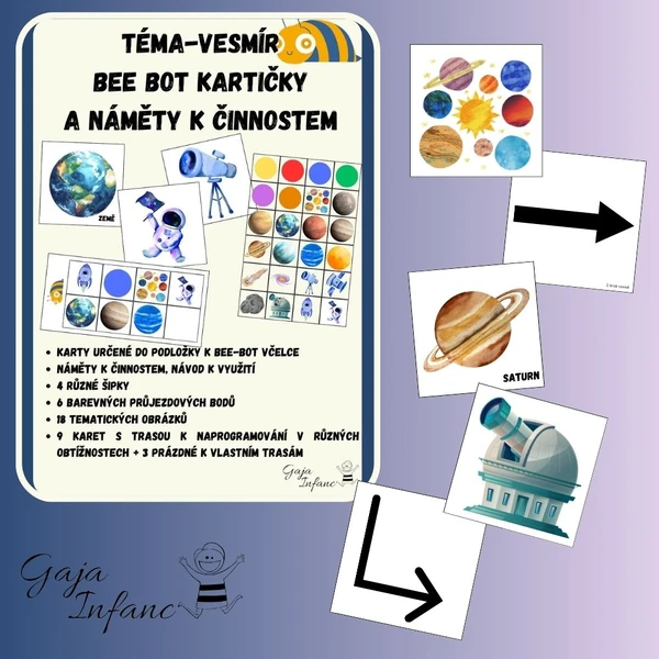 🚀 Kartičky pro Bee-bota na téma Vesmír 🌍✨