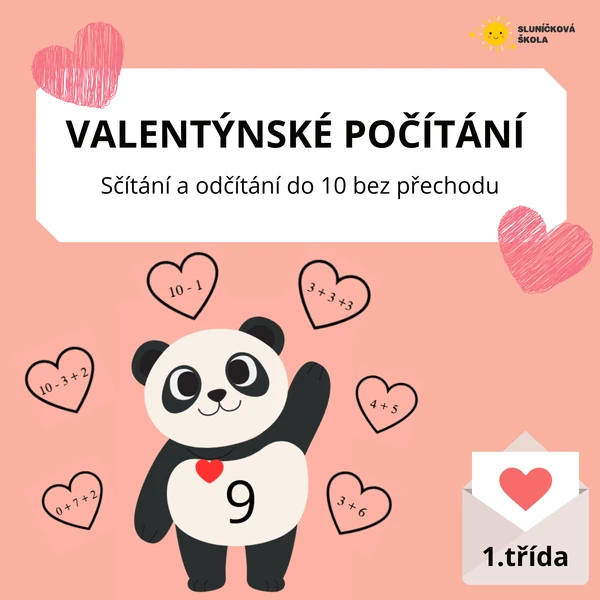 VALENTÝNSKÉ POČÍTÁNÍ - Sčítání a odčítání do 10