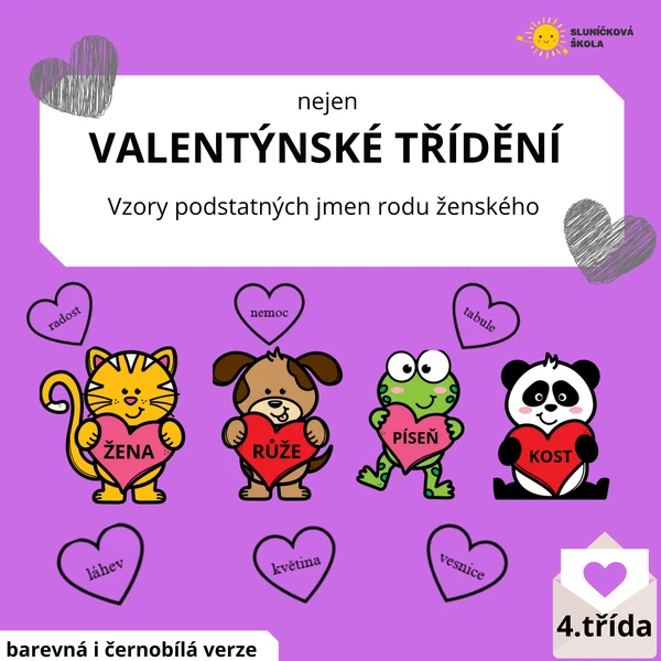 VALENTÝNSKÉ TŘÍDĚNÍ - Vzory podstatných jmen rodu ženského