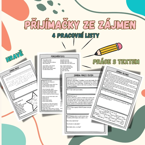 Přijímačky ze zájmen - 4 pracovní listy