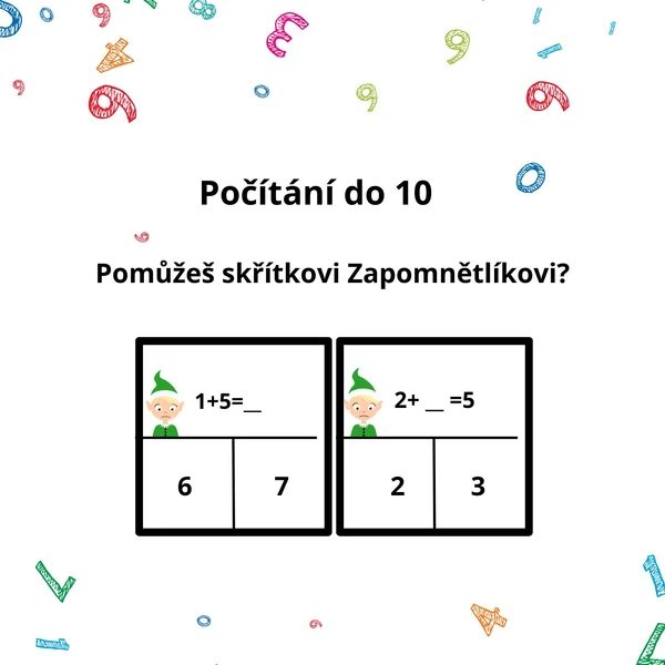 Počítání do 10. Pomůžeš skřítkovi Zapomnětlíkovi?