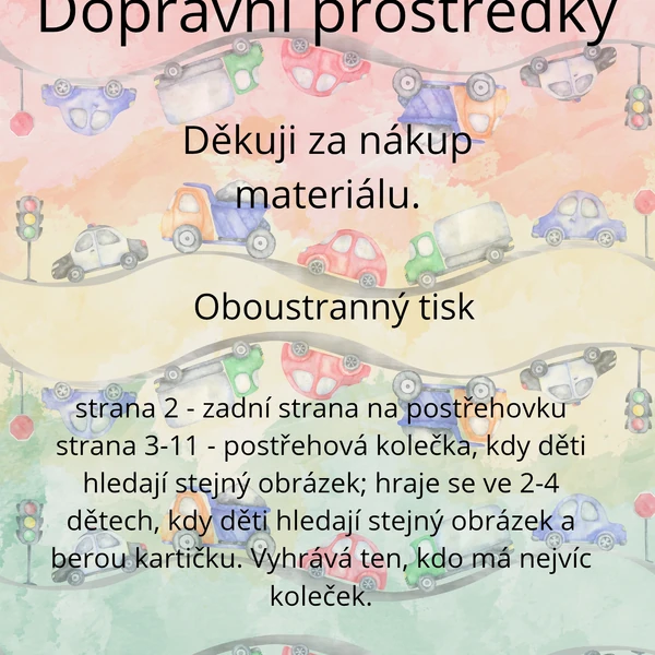 Dopravní prostředky - postřehová hra