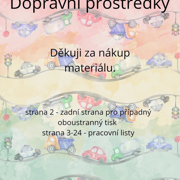 Dopravní prostředky - pracovní listy 