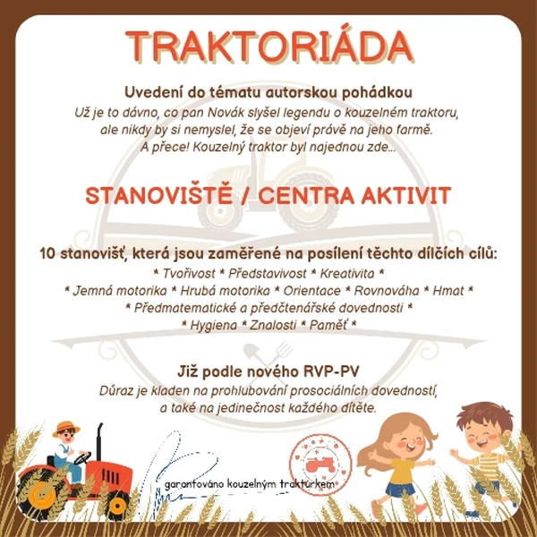 Traktoriáda - stanoviště / centra aktivit