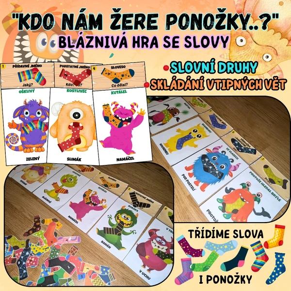 "KDO NÁM ŽERE PONOŽKY..?" (slovní druhy, skládání vět)