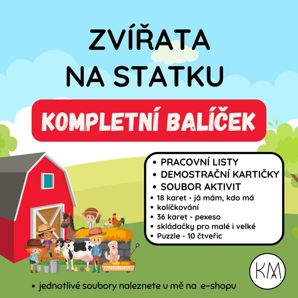 ZVÍŘATA NA STATKU - KOMPLETNÍ BALÍČEK MATERIÁLŮ