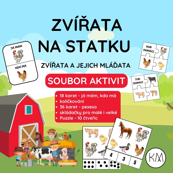 ZVÍŘATA NA STATKU - SOUBOR HER A AKTIVIT
