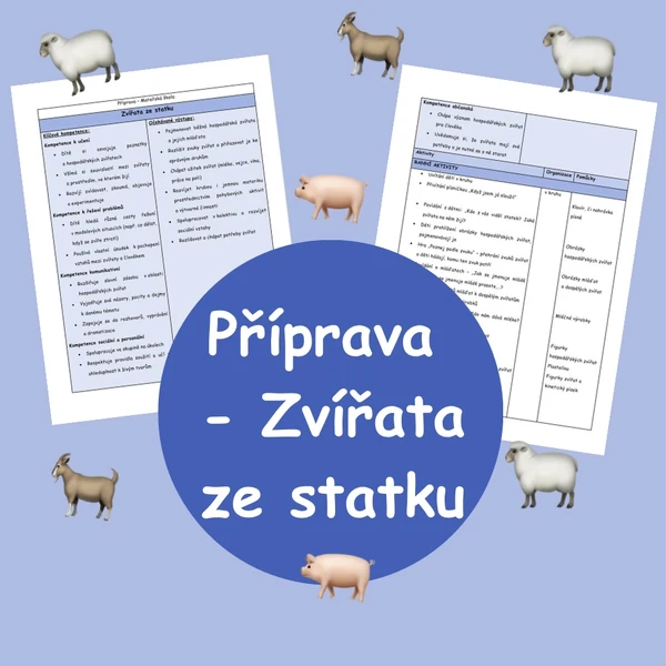 Příprava - Zvířata ze statku