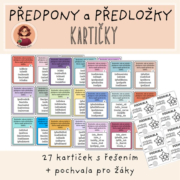 Předpony a předložky - kartičky