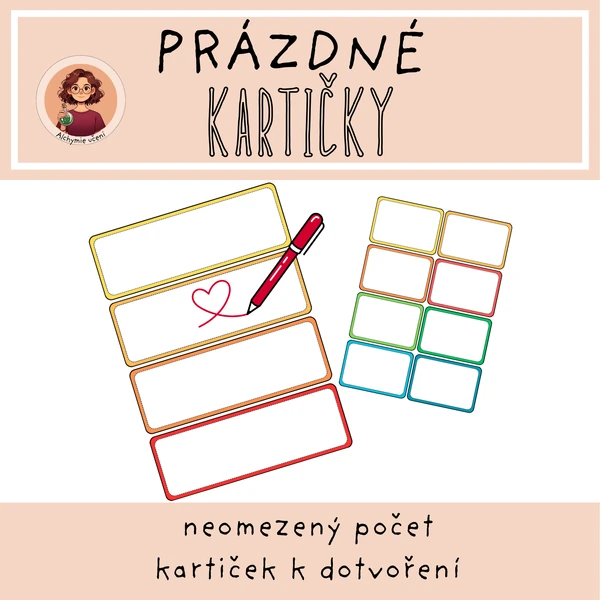 Prázdné kartičky, jmenovky, štítky