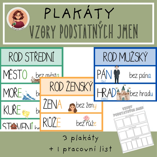 Vzory podstatných jmen - plakáty