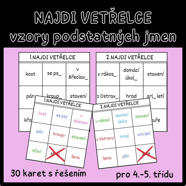 Najdi vetřelce - vzory podstatných jmen