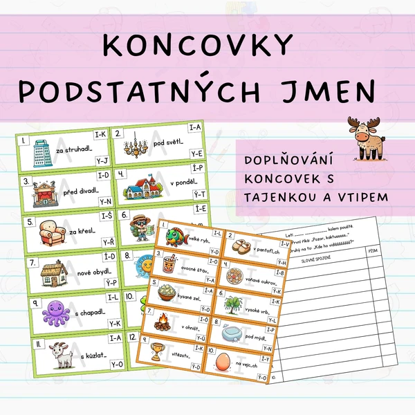 Koncovky podstaných jmen - vtipy s tajenkou
