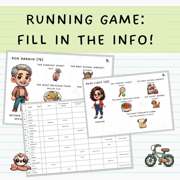 English running - fill in the info!