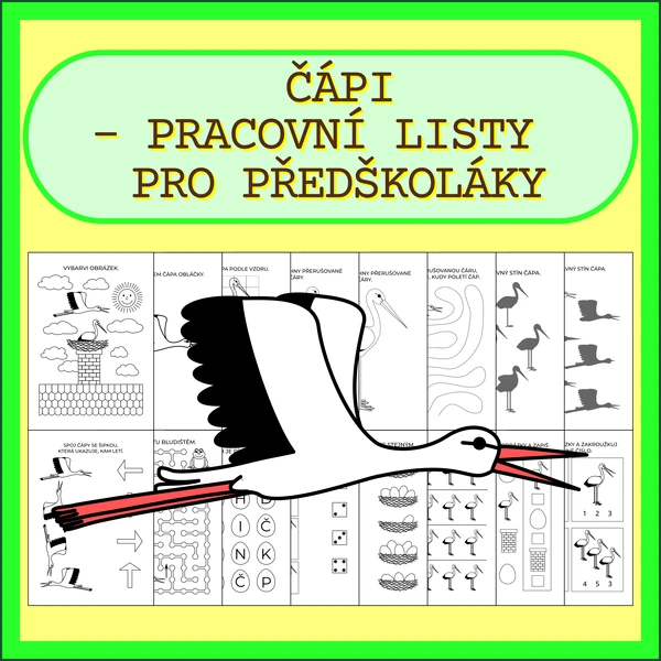 ČÁPI - PRACOVNÍ LISTY PRO PŘEDŠKOLÁKY