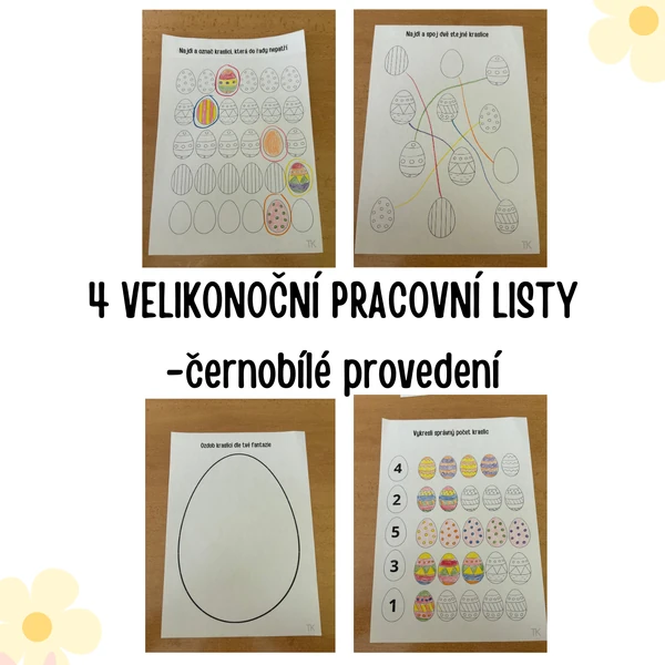 4 Velikonoční pracovní listy - černobílé provedení