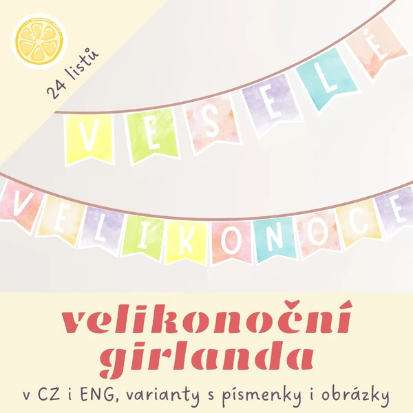 Velikonoční girlanda v češtině i angličtině