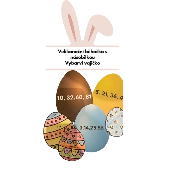 Matematická běhačka s násobilkou. Vybarvi vajíčka.