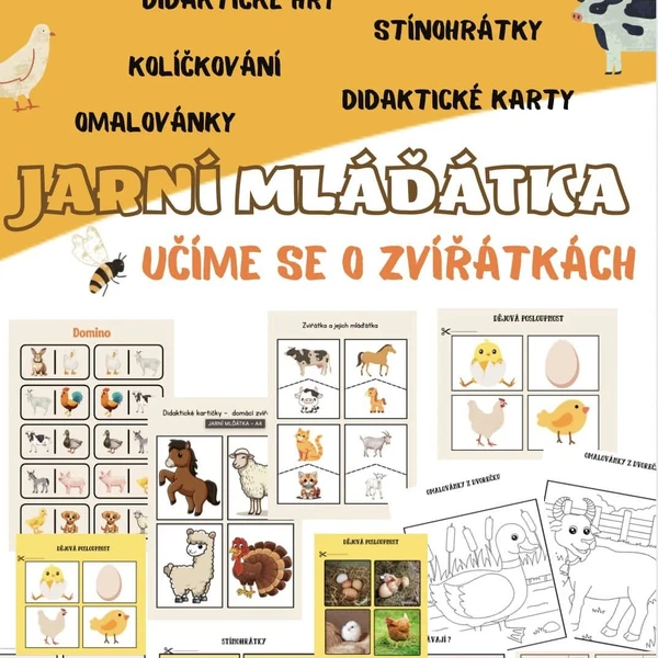 Zvířata a mláďata - didaktické hry, karty, skládačky