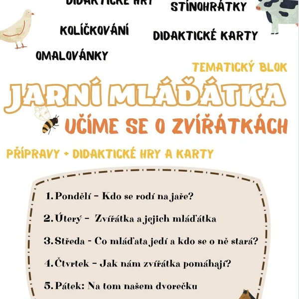 Zvířata a mláďata - velká sada: statek (přípravy, didaktické hry/karty)