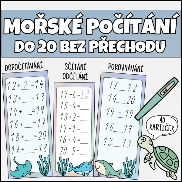 Mořské počítání do 20 bez přechodu - 1. třída