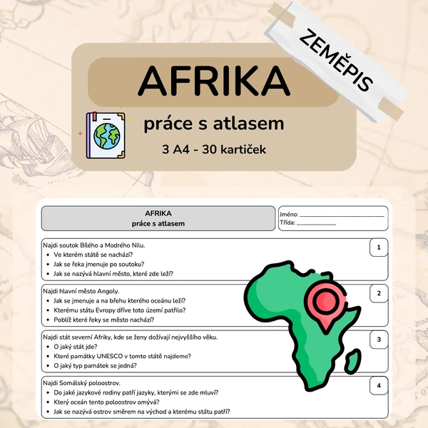 Afrika - práce s atlasem