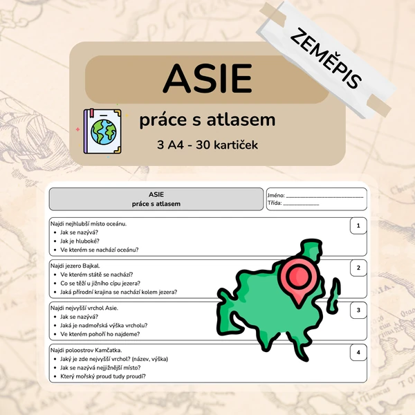 Asie - práce s atlasem
