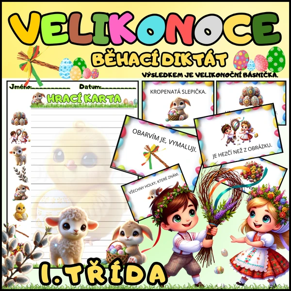 🐣🎀VELIKONOCE - BĚHACÍ DIKTÁT- TISKACÍ PÍSMO - BÁSNIČKA🐣