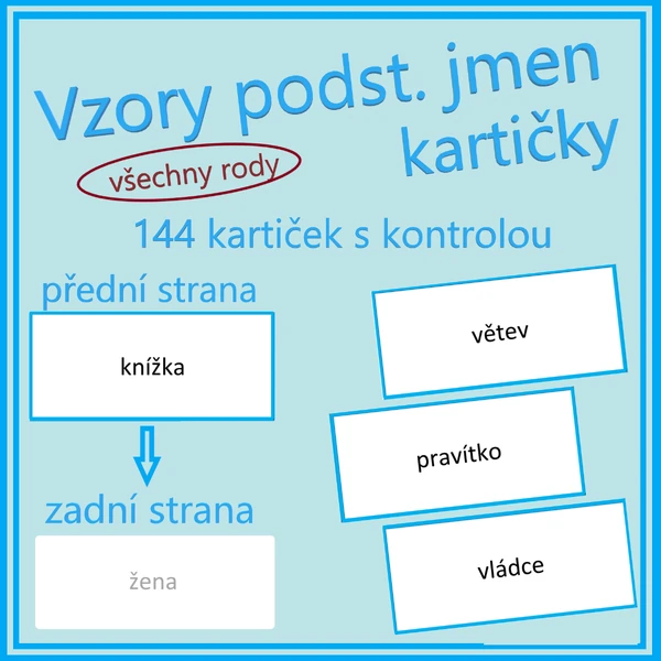 Vzory podstatných jmen - kartičky