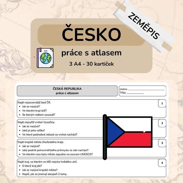Česká republika - práce s atlasem