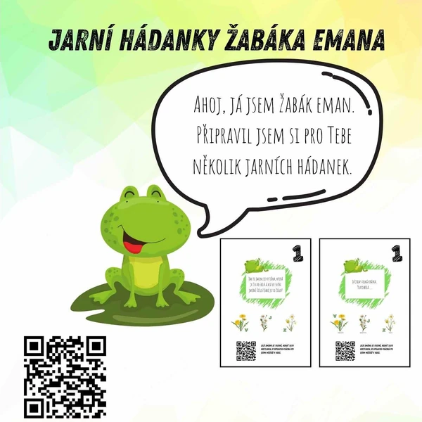 Vítej, jaro! Jarní plotovka s žabákem Emanem a QR kódy pro MŠ