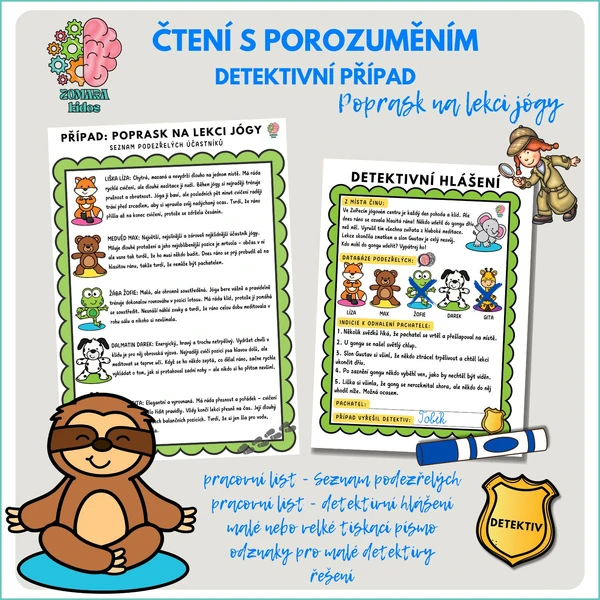 Čtení s porozuměním – detektivní případ: Poprask na lekci jógy