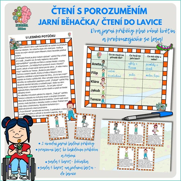 Čtení s porozuměním - jarní doplňovačka a běhačka