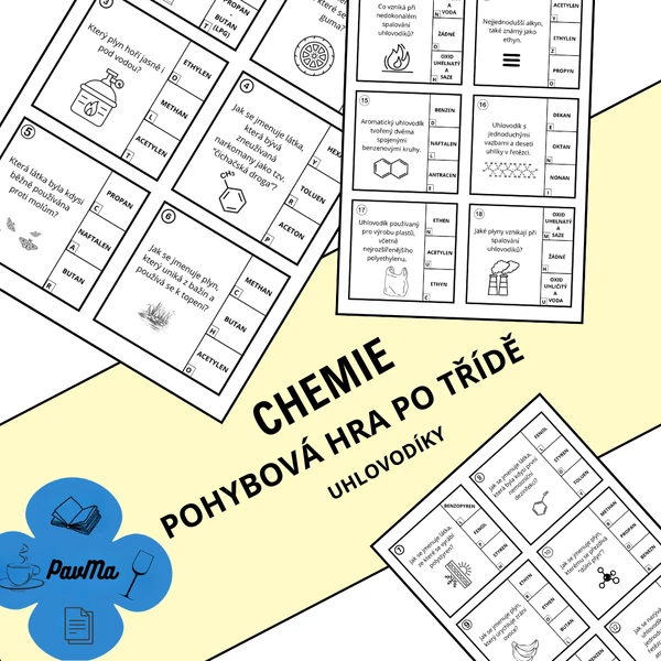CHEMIE: Poznej uhlovodíky a vylušti šifru - Pohybovka po třídě