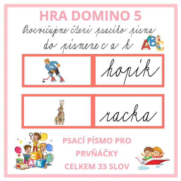 Domino s písmeny C a H: UČÍME SE ČÍST