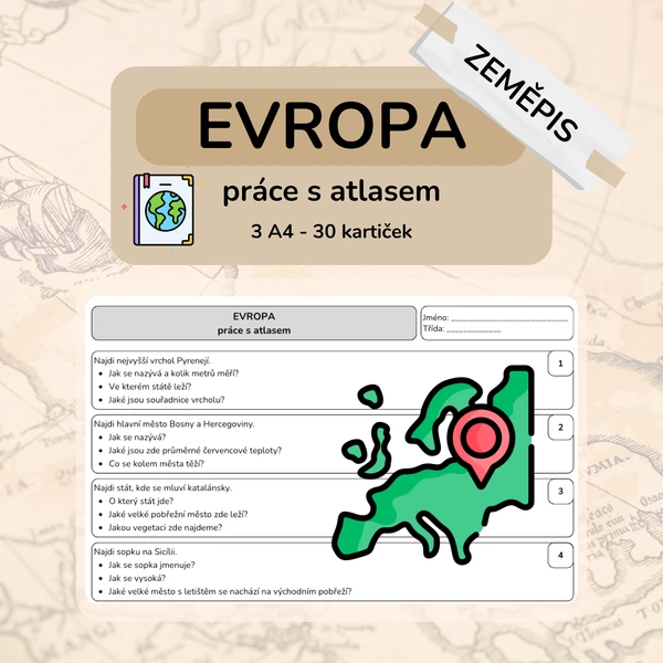 Evropa - práce s atlasem