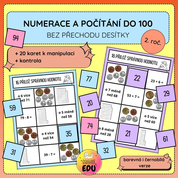 Numerace a počítání do 100 bez přechodu desítky