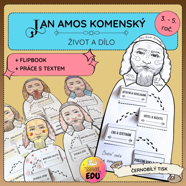Jan Amos Komenský - flipbook, práce s textem