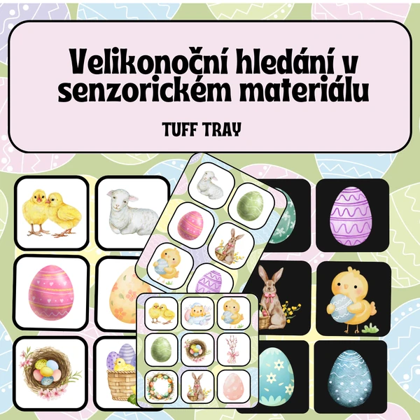 Velikonoční hledání v senzorickém materiálu - TUFF TRAY