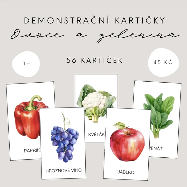 Demonstrační kartičky - ovoce a zelenina