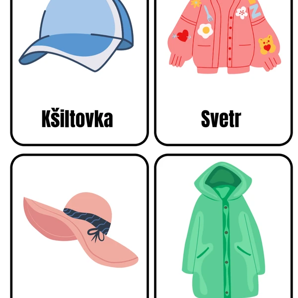 Oblečení demonstrační kartičky