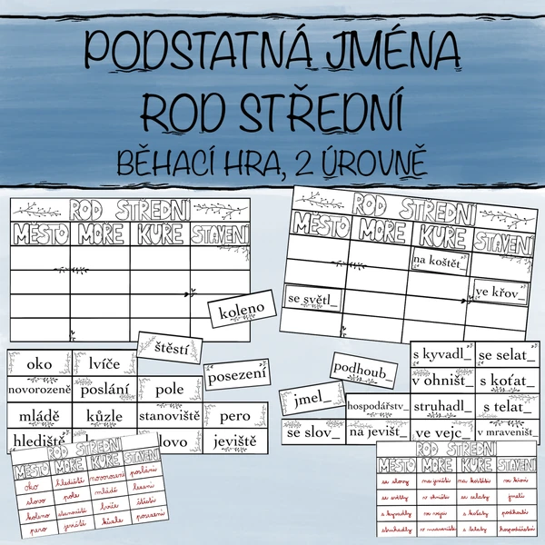 Podstatná jména rodu středního - běhačka