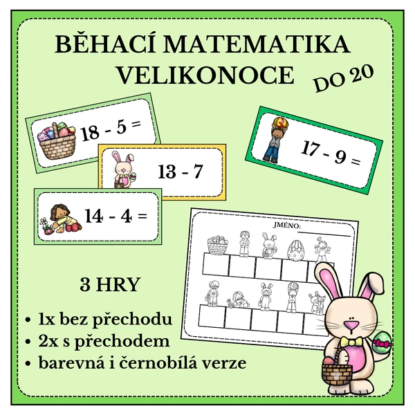 Běhací matematika do 20 - Velikonoce